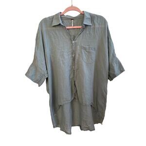 Free People Cotton Relaxed Flowy Airy Top Blouse Shirt Lagenlook Layering